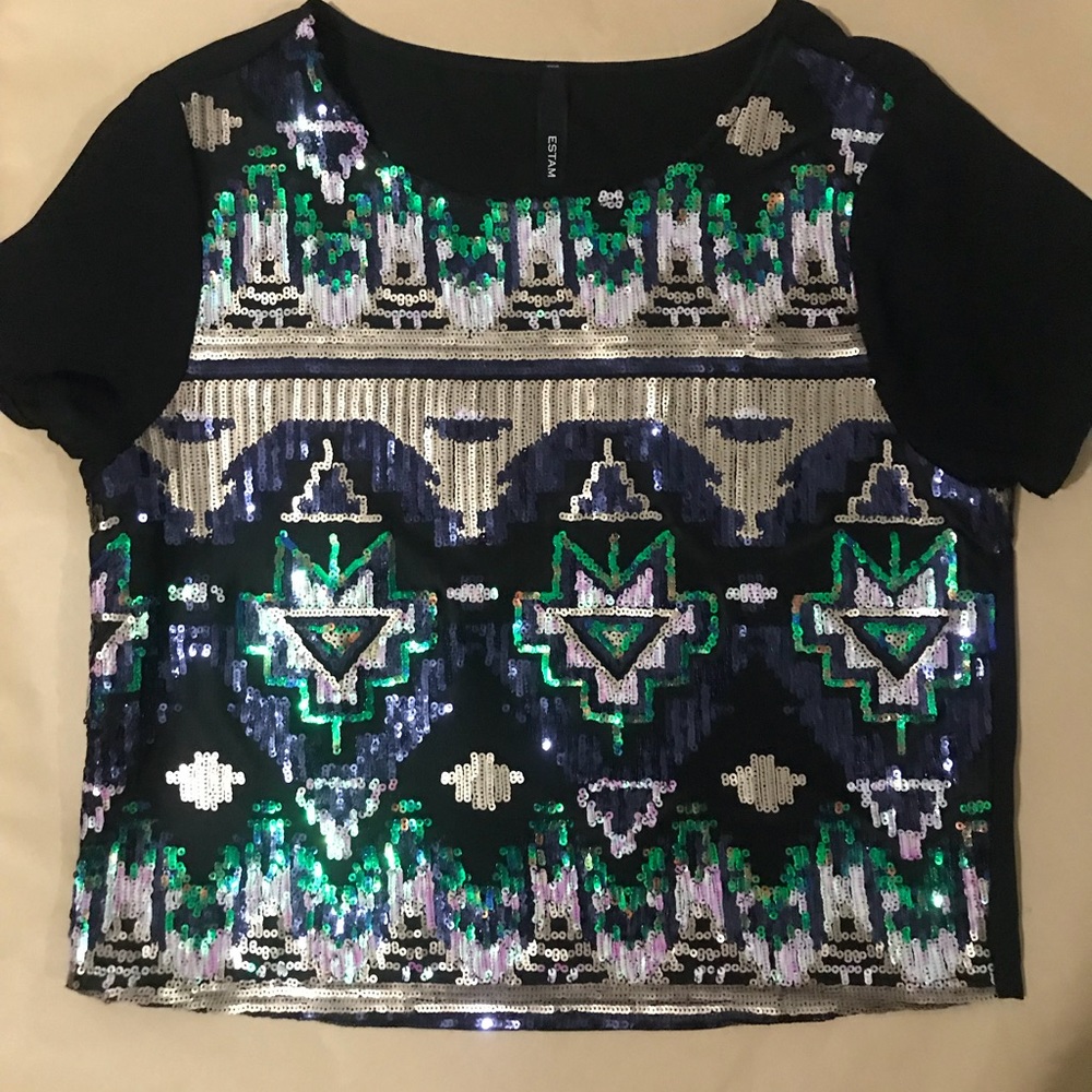 Sequence crop top- Black/ Teal/ Navy/ White